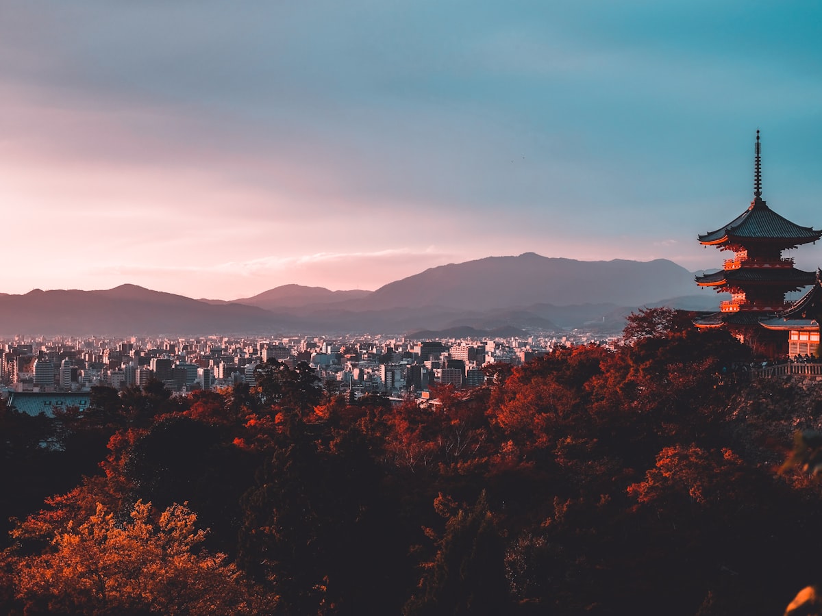Kyoto pagoda at dusk